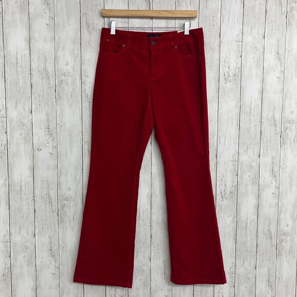 Talbots Petites Curvy Red Corduroy Mid Rise Bootcut Holiday Cotton Pants 6P - Picture 1 of 9